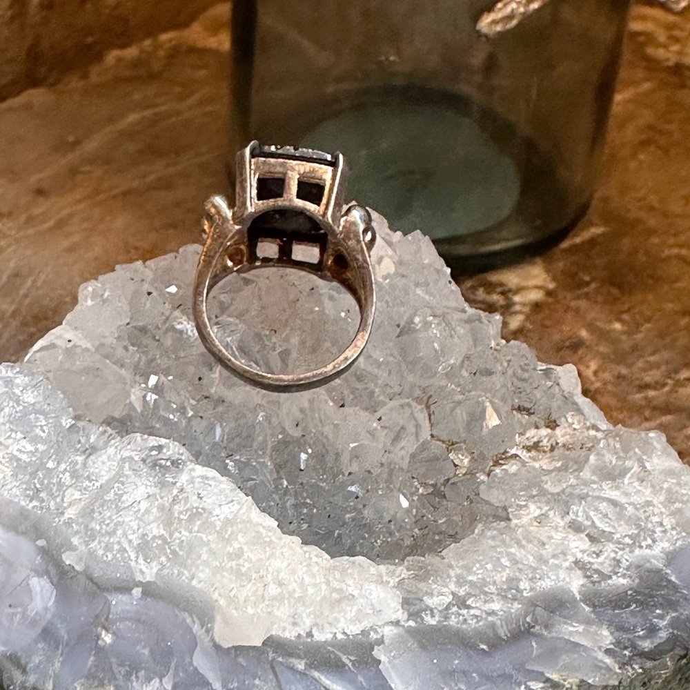 Vintage Sterling Silver Black Onyx Stone Ring - Picture 5 of 11
